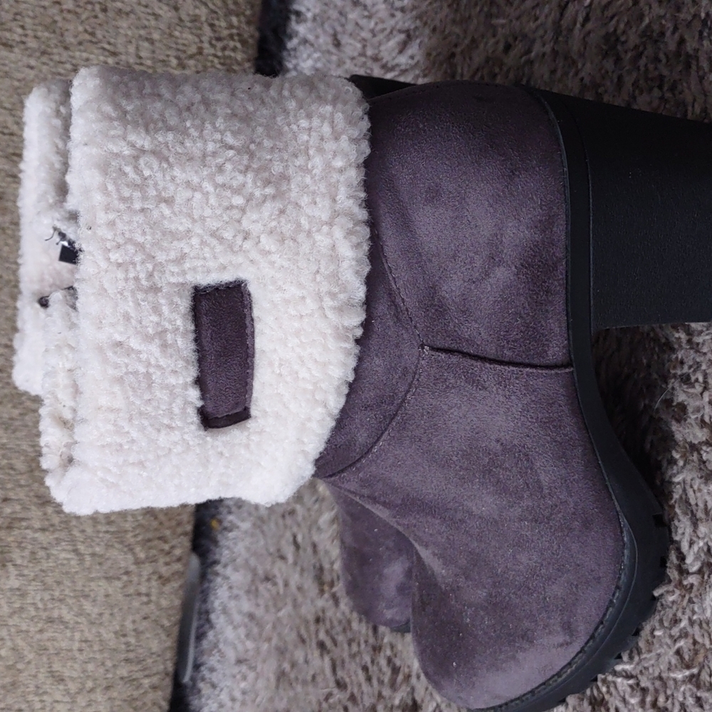 Dark plum gray winter ankle booties
